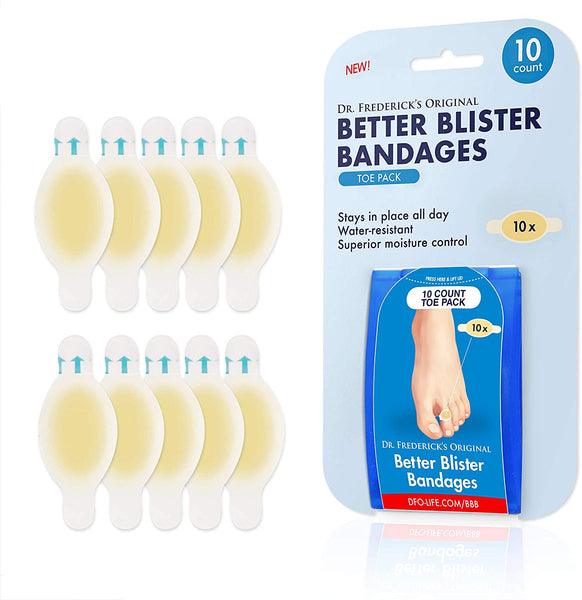 Dr. Frederick's Original Better Blister Bandages - 10 ct Toe Pack  - for Rapid Blister Prevention & Recovery