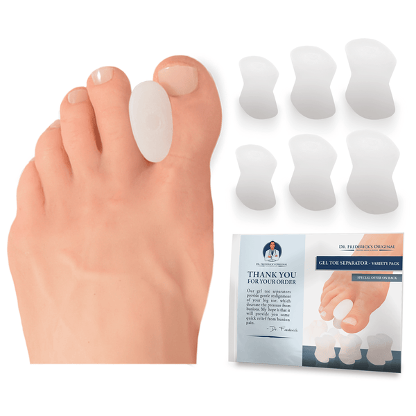 Dr. Frederick's Original Gel Toe Separator Variety Pack -- 6 Pieces - for Bunions and Overlapping Toes